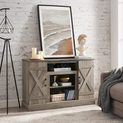 TV-STAND Farmhouse/Rustic Gray Wash Tv Cabinet
