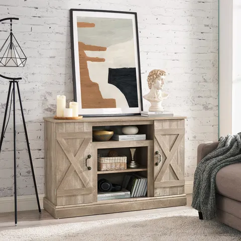 TV-STAND Farmhouse/Rustic Light Gray Tv Cabinet