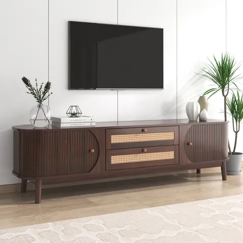Modern/Contemporary Natural Wood+Brown Tv Cabinet