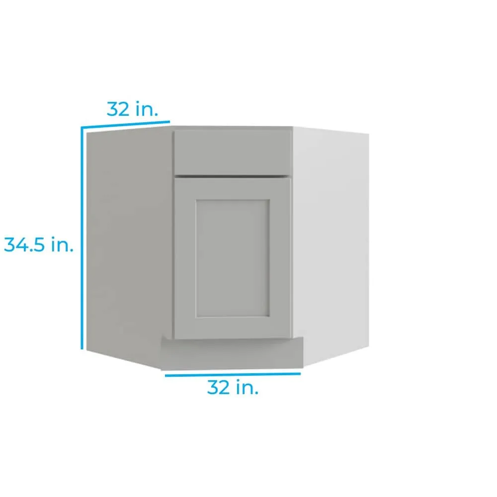 RELIABILT Parkstone 32-in W x 34.5-in H x 24-in D Grey Diagonal Sink Base Fully Assembled Plywood Cabinet (Flat Panel Shaker Style), photo 2 of 9