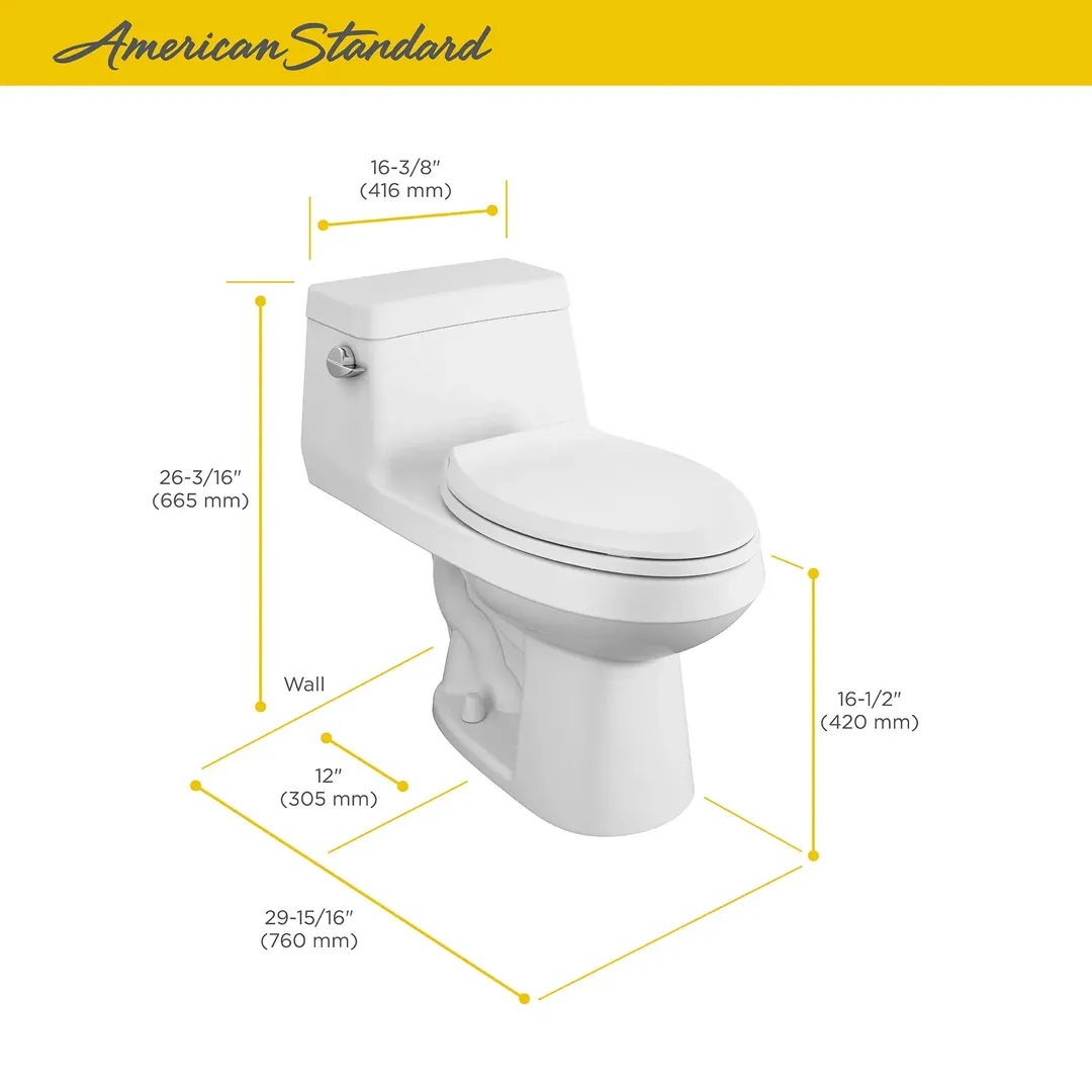 American Standard Colony 1-Piece 1.28 GPF Single Flush Elongated Toilet in White, Seat Included, photo 7 of 9