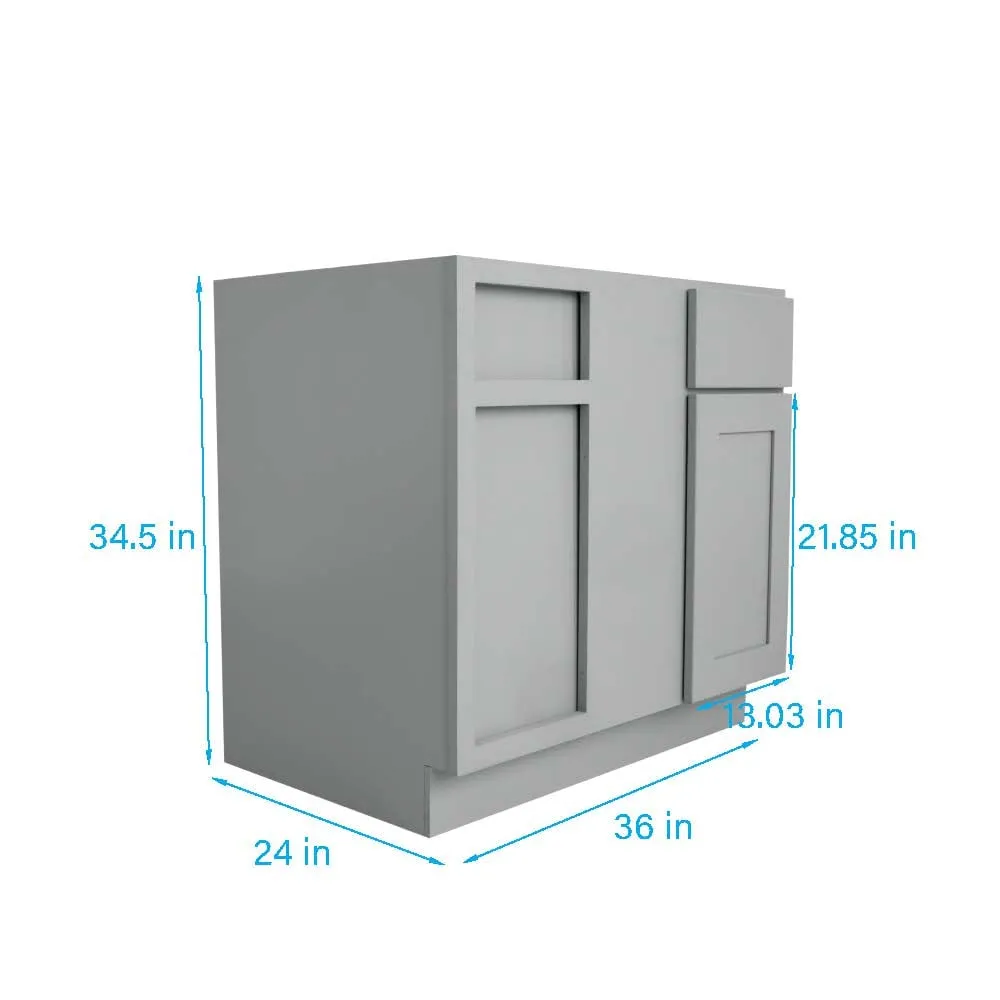 RELIABILT Overlake 36-in W x 34.5-in H x 24-in D Gray Blind 1-Drawer Corner Base Ready To Assemble Plywood Cabinet (Recessed Panel Shaker Style), photo 3 of 20