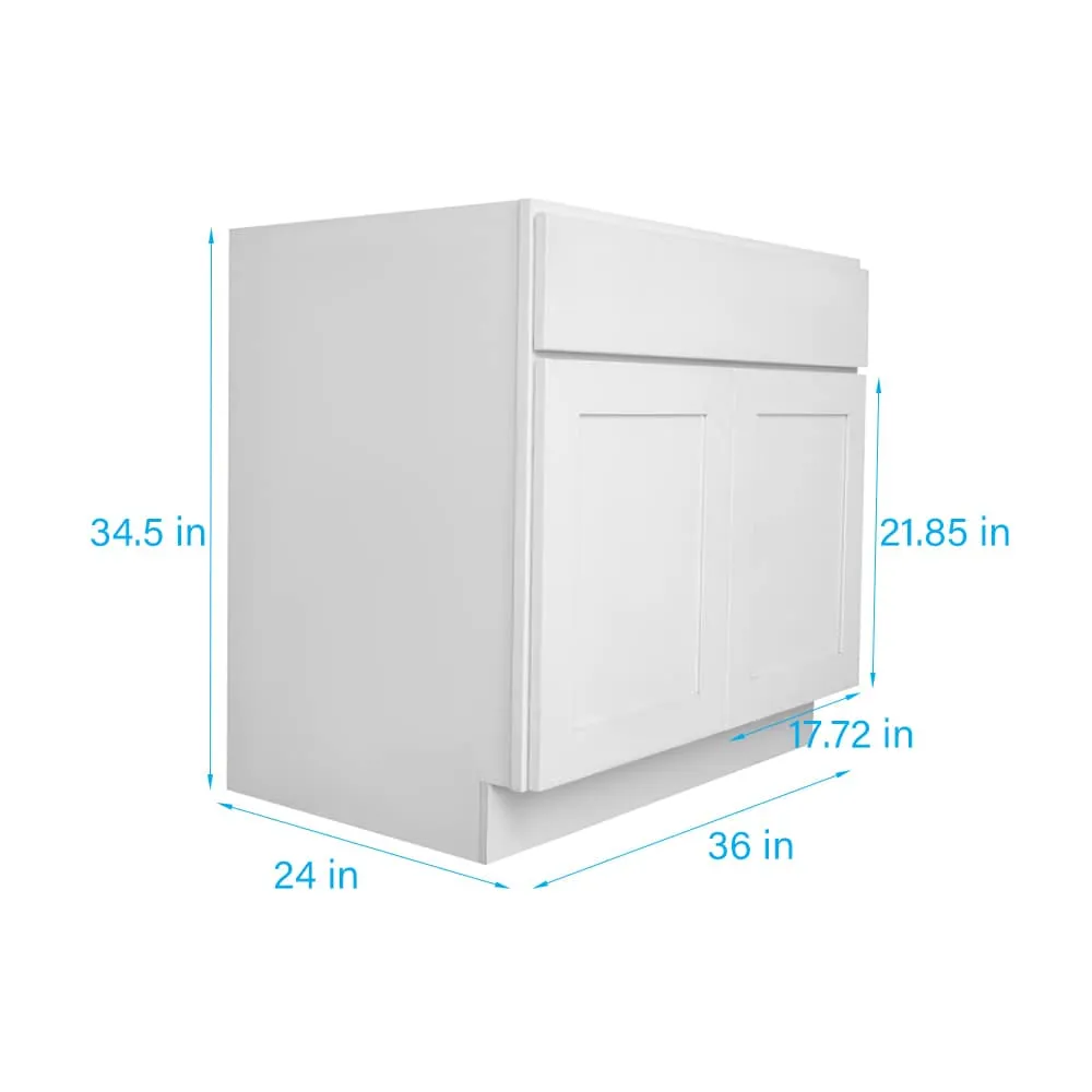 RELIABILT Fairplay 36-in W x 34.5-in H x 24-in D White 1-Drawer Base Ready To Assemble Plywood Cabinet (Recessed Panel Shaker Door Style), photo 3 of 20