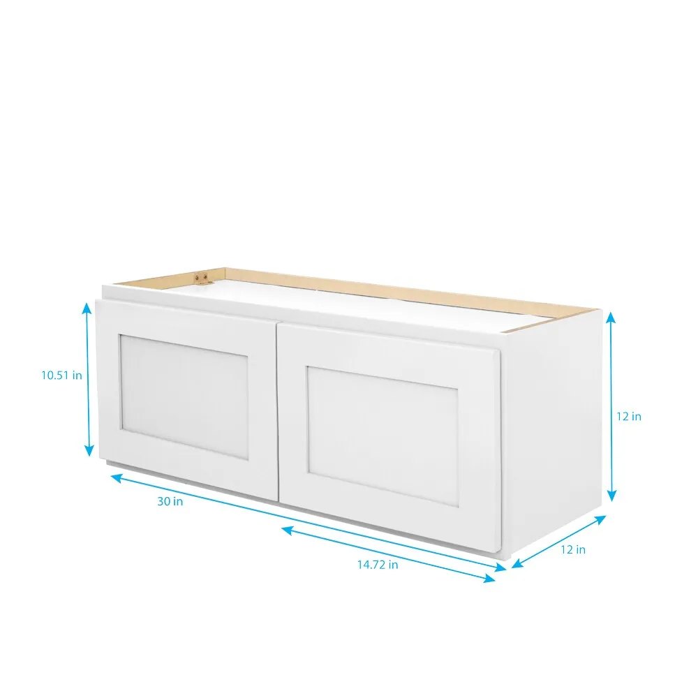 RELIABILT Fairplay 30-in W x 12-in H x 12-in D White Wall Ready To Assemble Plywood Cabinet (Recessed Panel Shaker Door Style), photo 3 of 17