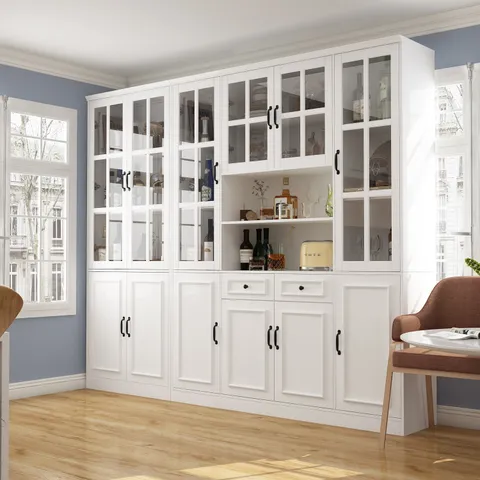 Contemporary/Modern White China Cabinet with Wine Storage