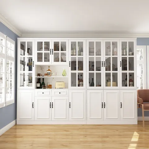 Contemporary/Modern White China Cabinet with Wine Storage