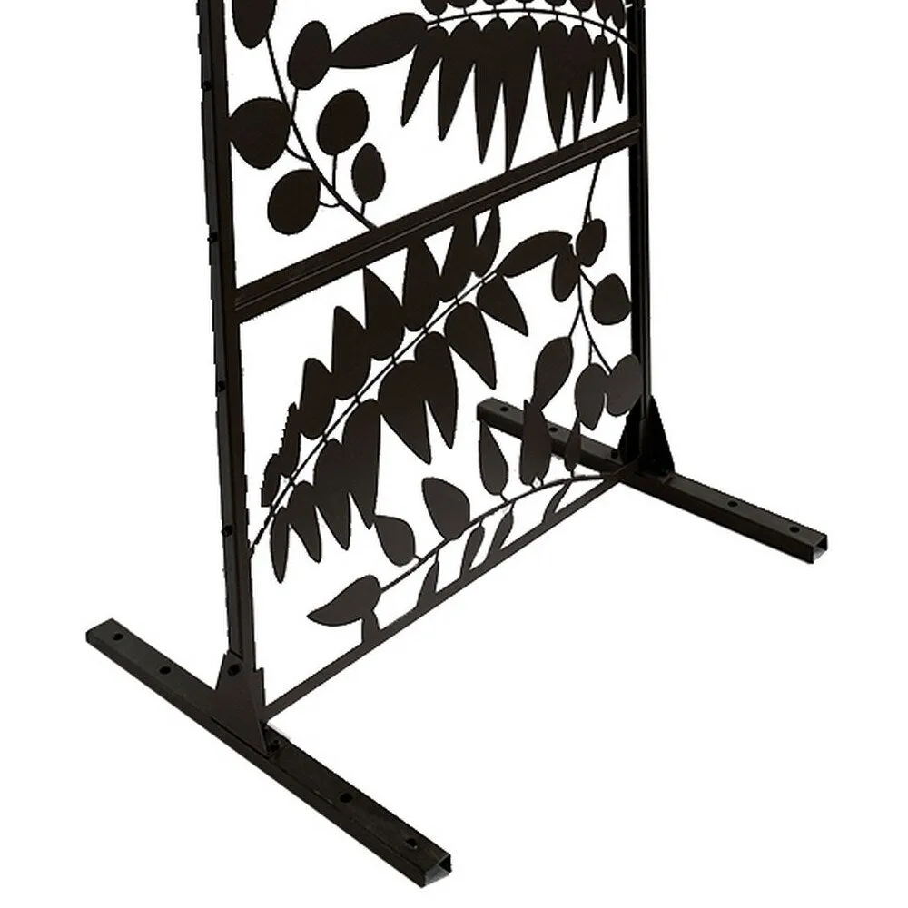 HIGHLANDERHOME 7-ft H x 3-ft W Brown Metal Galvanized Iron Decorative Metal Lattice-top Privacy Fence Panel, photo 4 of 10
