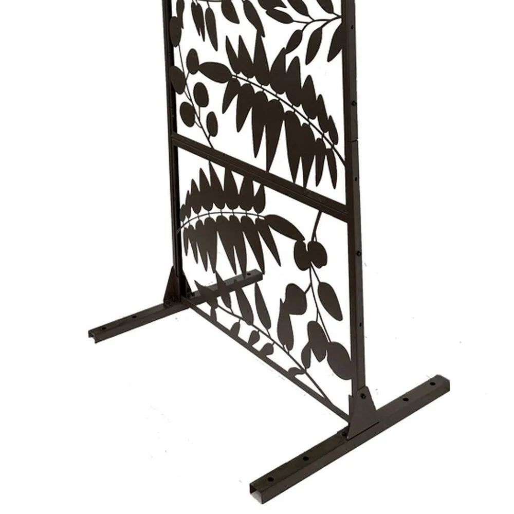 HIGHLANDERHOME 7-ft H x 3-ft W Brown Metal Galvanized Iron Decorative Metal Lattice-top Privacy Fence Panel, photo 6 of 10