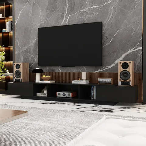 Modern/Contemporary Black Tv Cabinet Integrated Tv Mount
