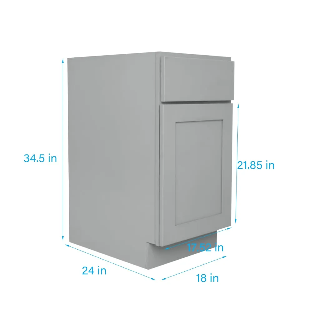 RELIABILT Overlake 18-in W x 34.5-in H x 24-in D Gray 1-Drawer Pull-out Wastebasket Base Ready To Assemble Plywood Cabinet (Recessed Panel Shaker Style), photo 3 of 20