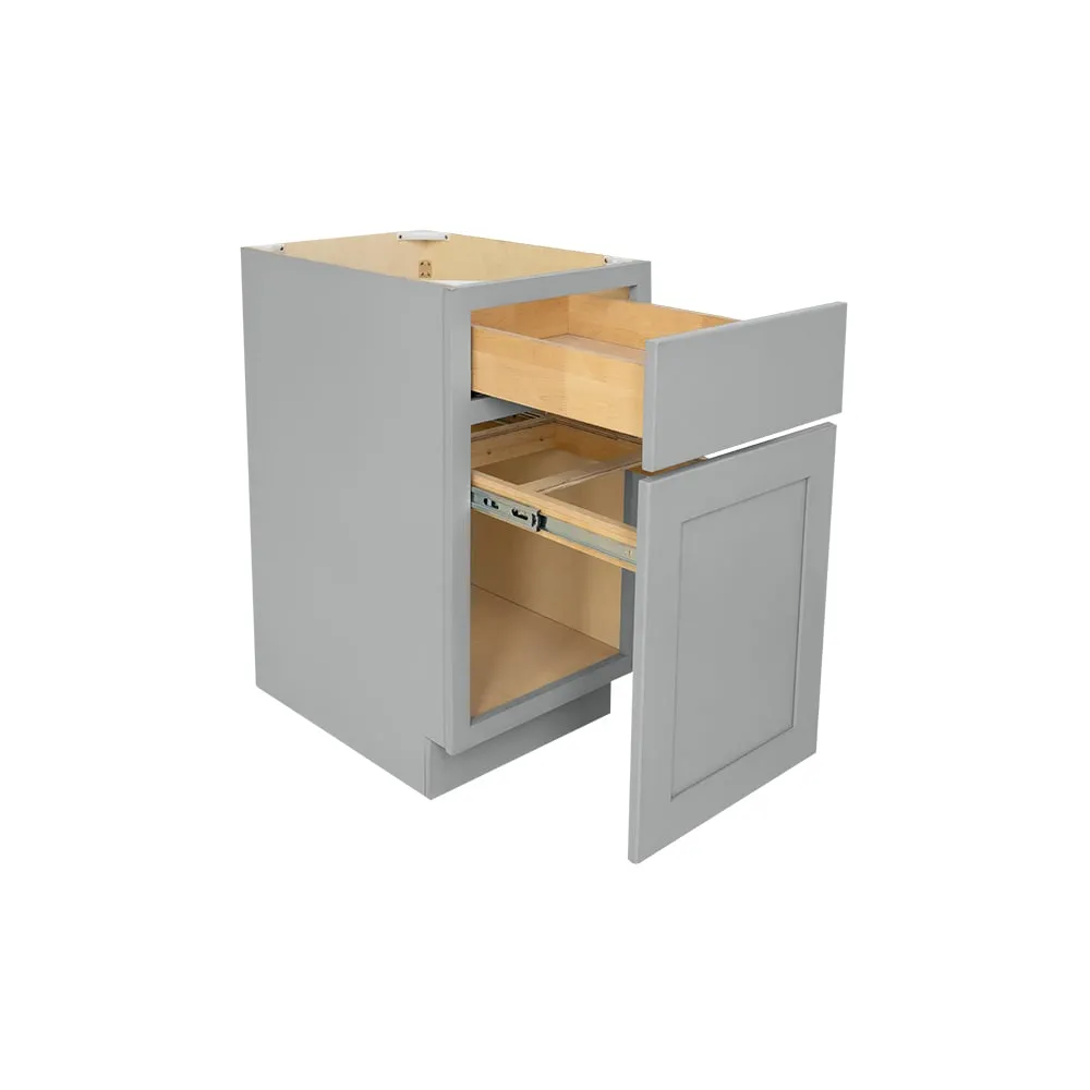 RELIABILT Overlake 18-in W x 34.5-in H x 24-in D Gray 1-Drawer Pull-out Wastebasket Base Ready To Assemble Plywood Cabinet (Recessed Panel Shaker Style), photo 4 of 20