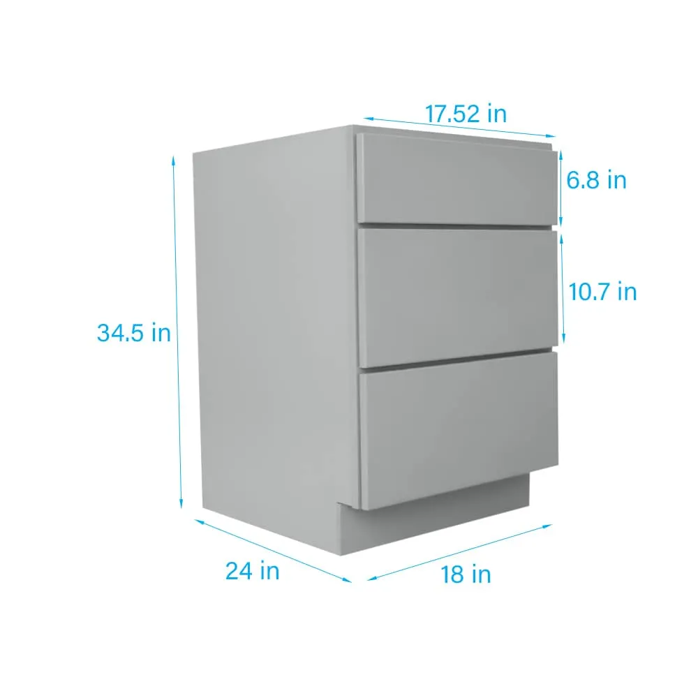 RELIABILT Overlake 18-in W x 34.5-in H x 24-in D Gray 3-Drawers Base Ready To Assemble Plywood Cabinet (Flat Panel Style), photo 3 of 20
