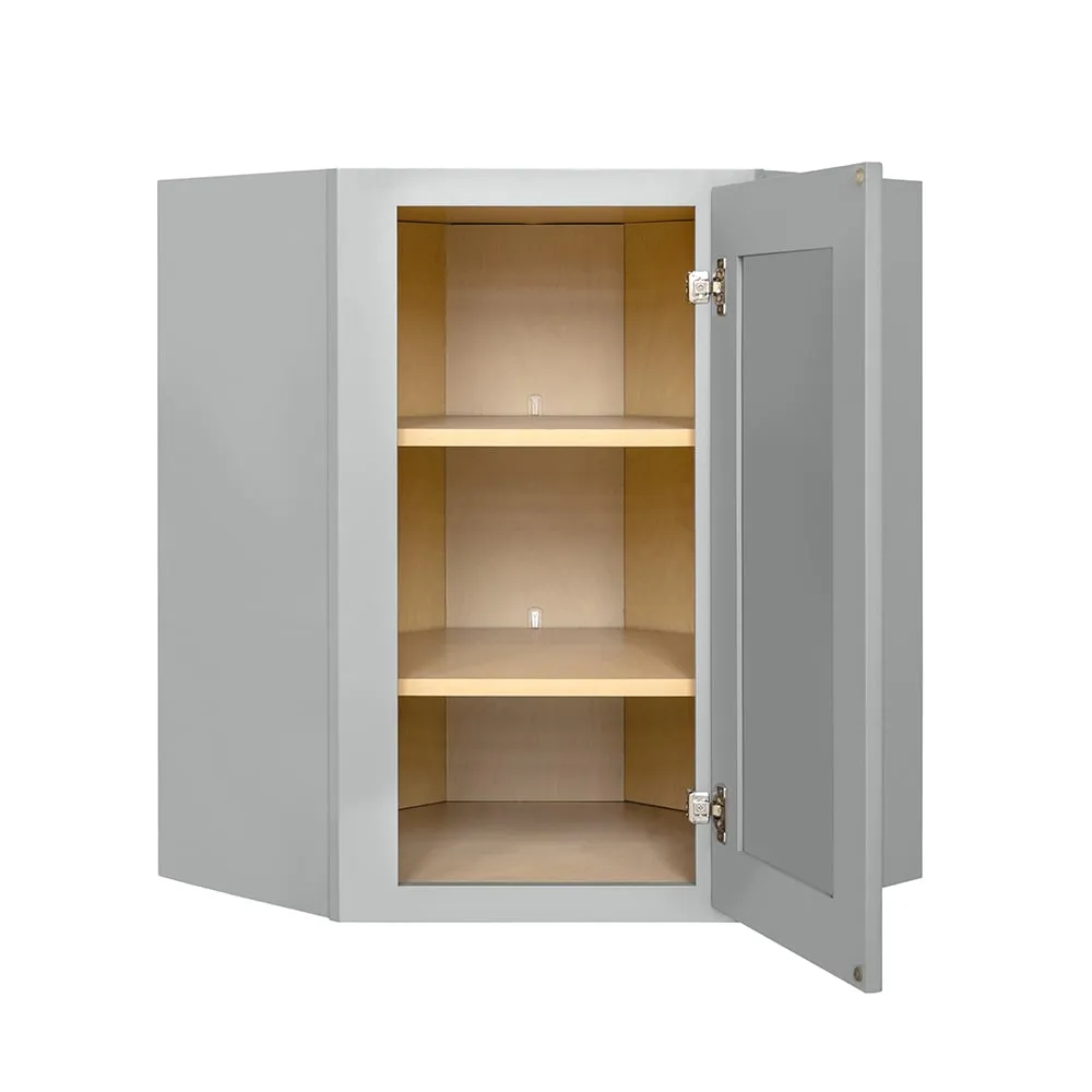 RELIABILT Overlake 24-in W x 30-in H x 24-in D Gray Diagonal Corner Wall Ready To Assemble Plywood Cabinet (Recessed Panel Shaker Style), photo 10 of 17