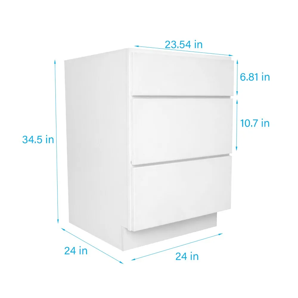 RELIABILT Fairplay 24-in W x 34.5-in H x 24-in D White 3-Drawers Base Ready To Assemble Plywood Cabinet (Flat Panel Style), photo 3 of 20