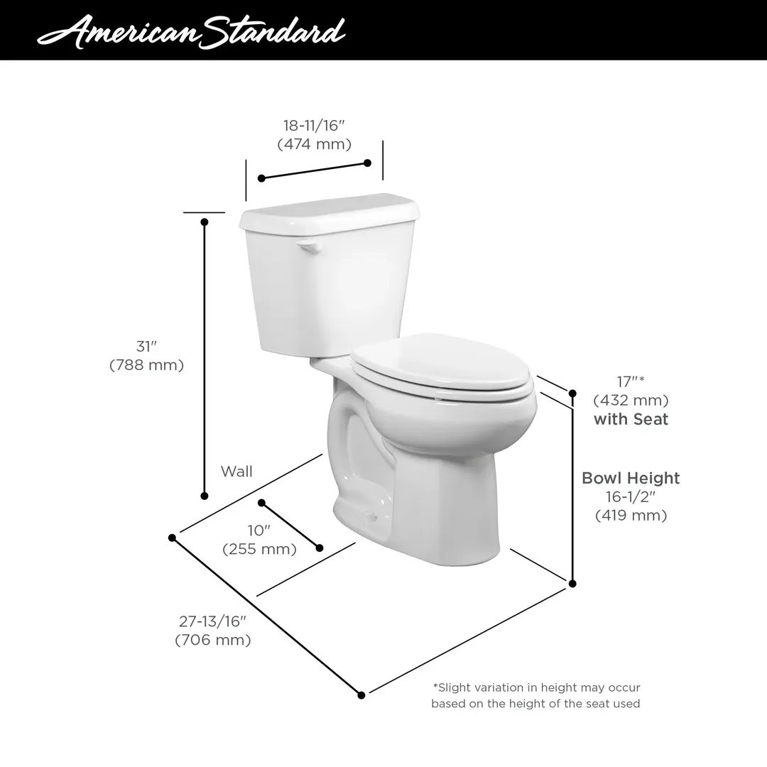 American Standard Colony 10 in. Rough-In 2-Piece 1.28 GPF Single-Flush Elongated Toilet in White (Seat Not Included), photo 15 of 17