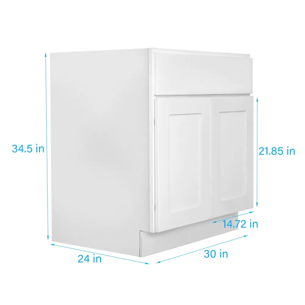 RELIABILT Fairplay 30-in W x 34.5-in H x 24-in D White Sink Base Ready To Assemble Plywood Cabinet (Recessed Panel Shaker Style), photo 3 of 16