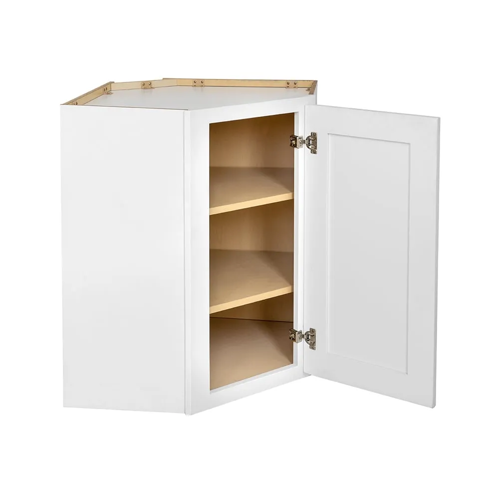 RELIABILT Fairplay 24-in W x 30-in H x 24-in D White Diagonal Corner Wall Ready To Assemble Plywood Cabinet (Recessed Panel Shaker Style), photo 4 of 8