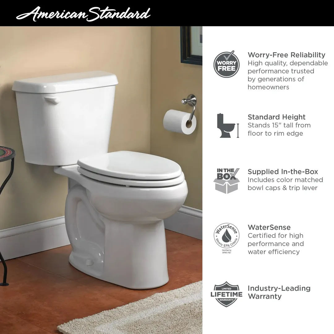 American Standard Colony White Elongated Standard Height 2-Piece Toilet, 10-in Rough-In, photo 10 of 14