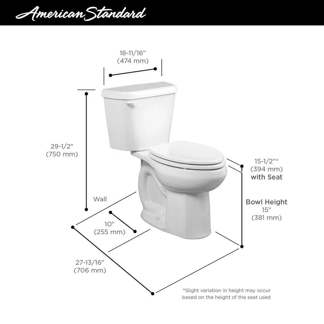 American Standard Colony White Elongated Standard Height 2-Piece Toilet, 10-in Rough-In, photo 11 of 14