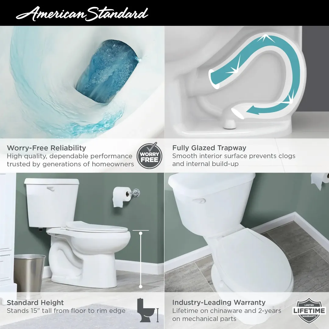 American Standard Colony White Elongated Standard Height 2-Piece Toilet, 10-in Rough-In, photo 12 of 14