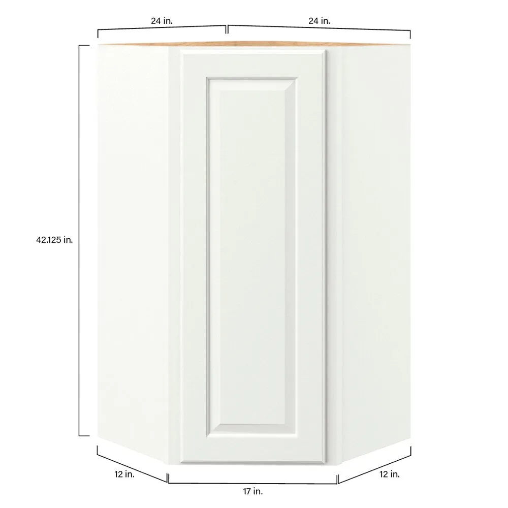 allen + roth Tilson 24-in W x 42.125-in H x 12-in D Linen Diagonal Corner Wall Fully Assembled Cabinet (Raised Panel Square Style), photo 9 of 14