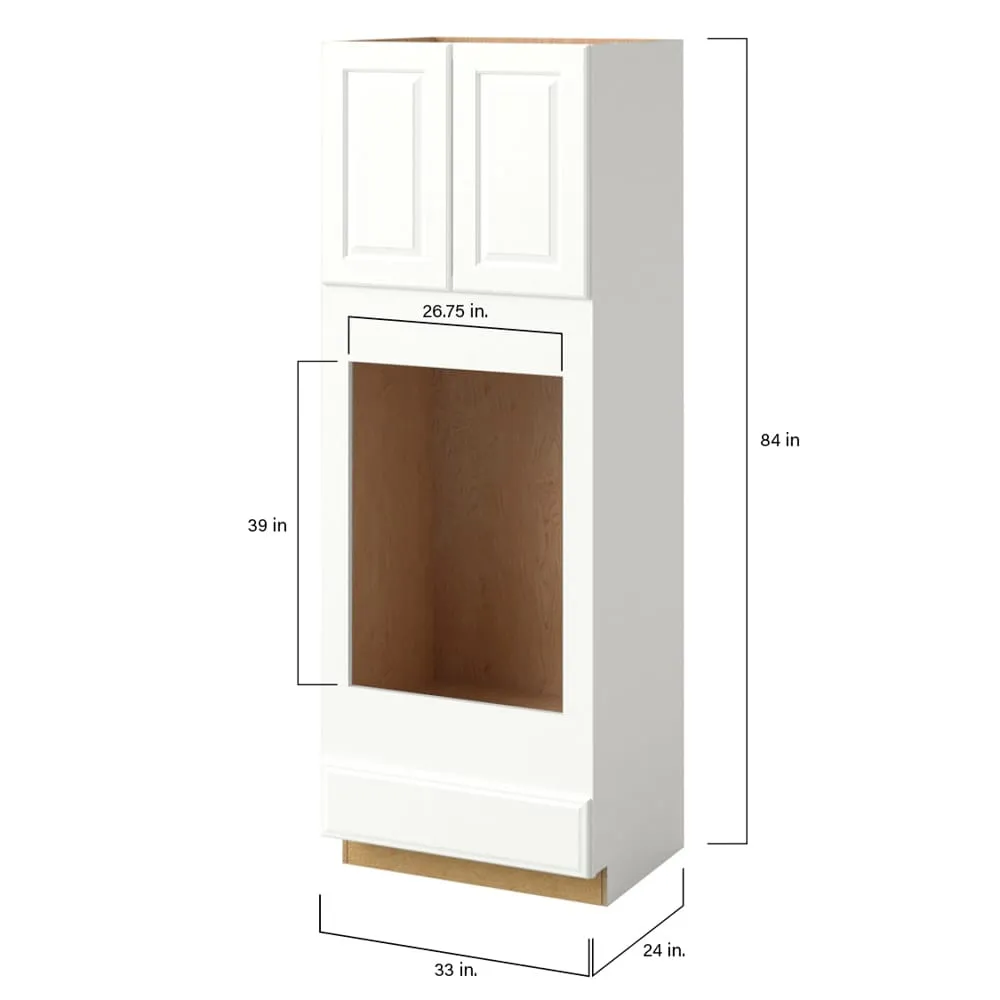 allen + roth Tilson 33-in W x 84-in H x 24-in D Linen 1-Drawer Single or Double Oven Wall Fully Assembled Cabinet (Raised Panel Square Style), photo 9 of 14