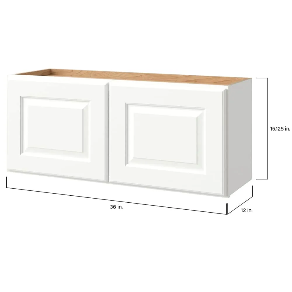 allen + roth Tilson 36-in W x 15.125-in H x 12-in D Linen Wall Fully Assembled Cabinet (Raised Panel Square Door Style), photo 9 of 14