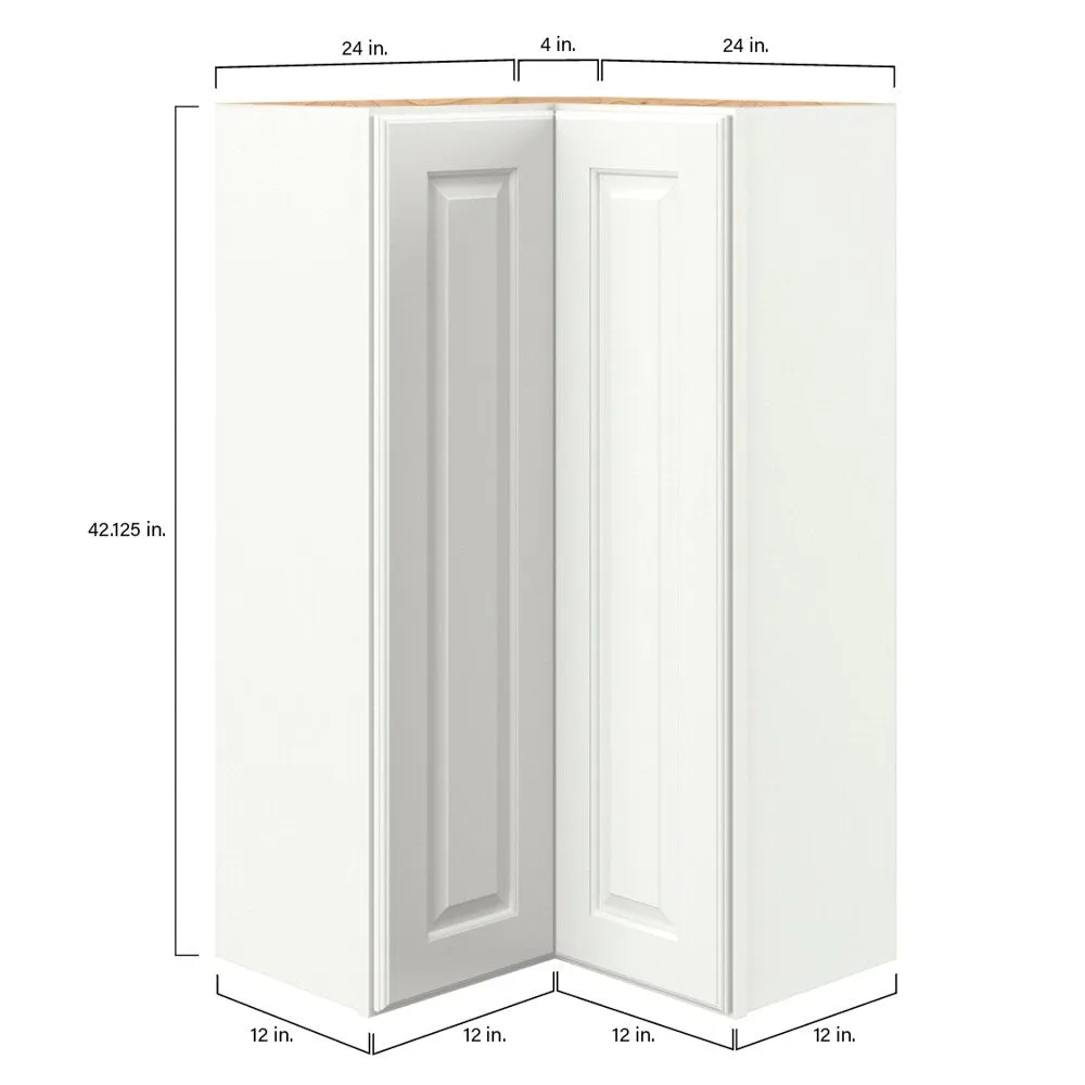 allen + roth Tilson 24-in W x 42.125-in H x 12-in D Linen L-shaped Corner Wall Fully Assembled Cabinet (Raised Panel Square Style), photo 9 of 14