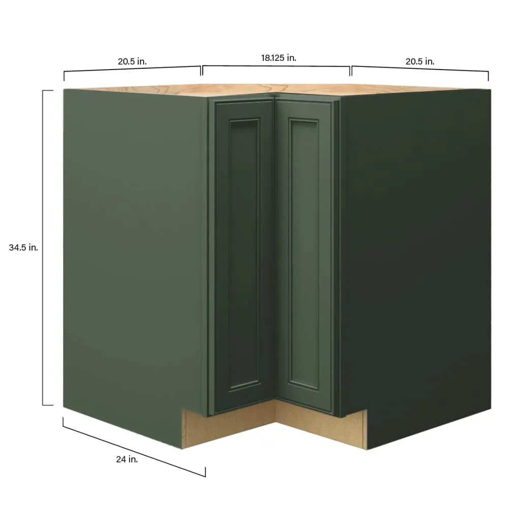 allen + roth Heathrow 33-in W x 34.5-in H x 24-in D Sage Lazy Susan Corner Base Fully Assembled Cabinet (Recessed Panel Mitered Style), photo 9 of 14