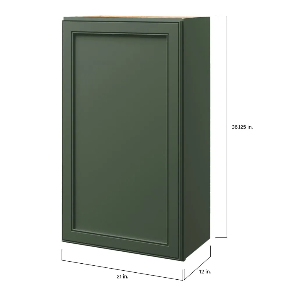 allen + roth Heathrow 21-in W x 39.125-in H x 12-in D Sage Wall Fully Assembled Cabinet (Recessed Panel Square Door Style), photo 9 of 12