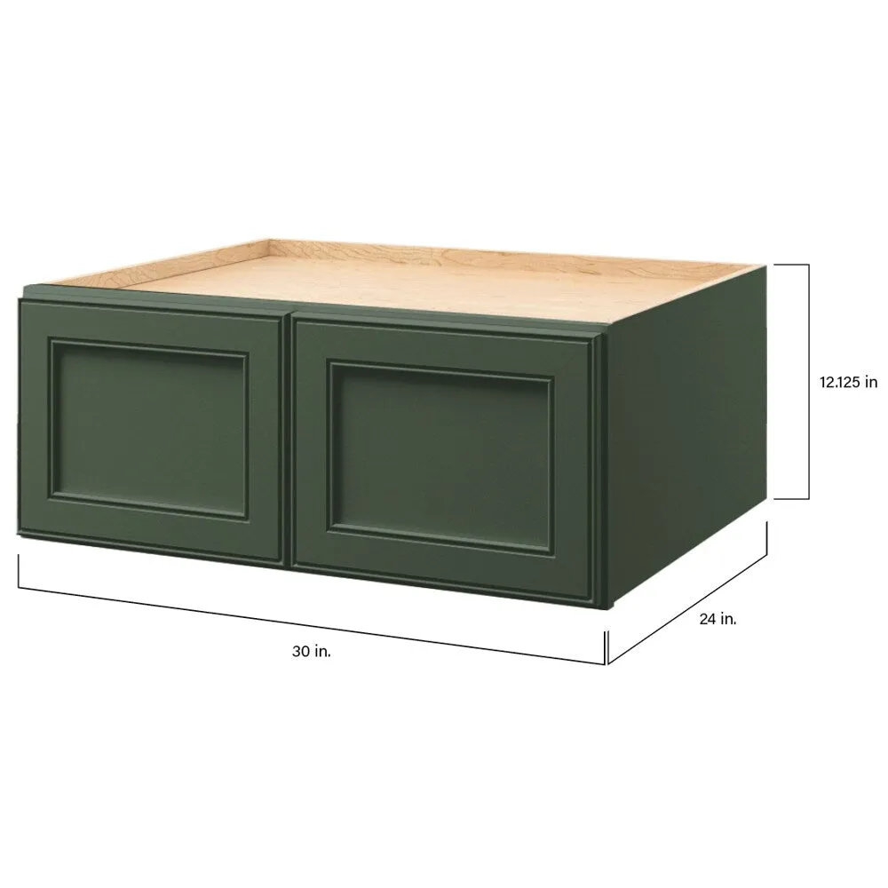 allen + roth Heathrow 30-in W x 12.125-in H x 24-in D Sage Wall Fully Assembled Cabinet (Recessed Panel Square Door Style), photo 9 of 13