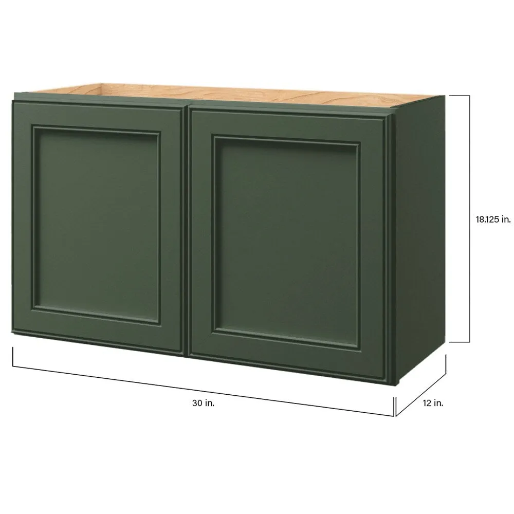 allen + roth Heathrow 30-in W x 18.625-in H x 12-in D Sage Wall Fully Assembled Cabinet (Recessed Panel Square Door Style), photo 9 of 13