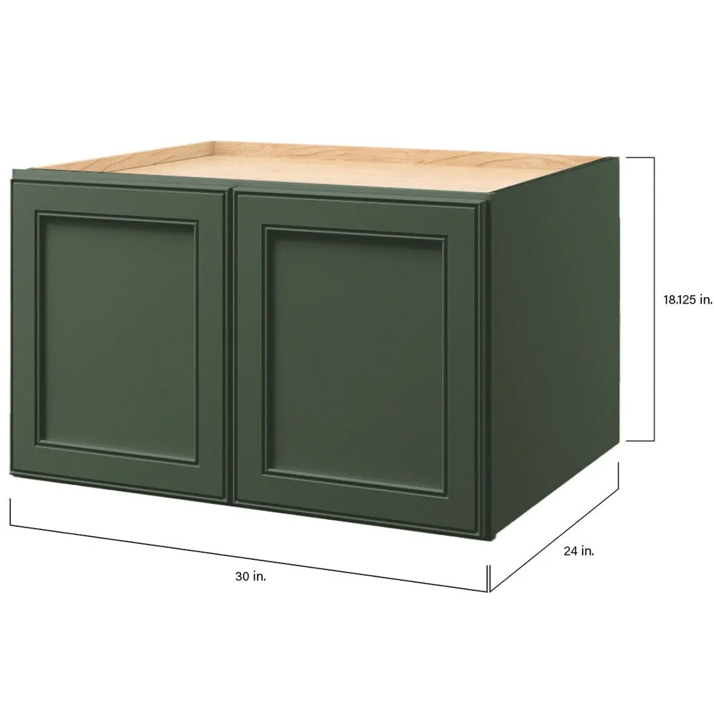 allen + roth Heathrow 30-in W x 18.125-in H x 24-in D Sage Wall Fully Assembled Cabinet (Recessed Panel Mitered Door Style), photo 9 of 13
