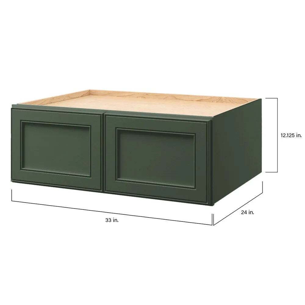 allen + roth Heathrow 33-in W x 12.125-in H x 24-in D Sage Wall Fully Assembled Cabinet (Recessed Panel Square Door Style), photo 9 of 13