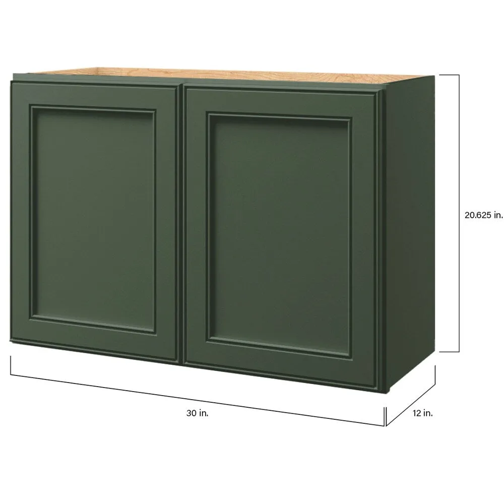 allen + roth Heathrow 30-in W x 20.625-in H x 12-in D Sage Wall Fully Assembled Cabinet (Recessed Panel Square Door Style), photo 9 of 13