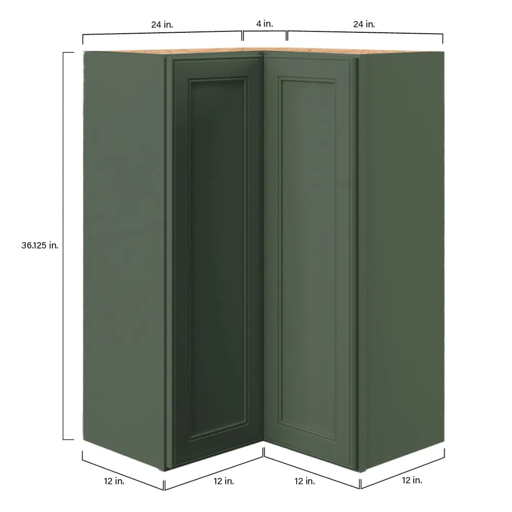allen + roth Heathrow 24-in W x 39.125-in H x 12-in D Sage L-shaped Corner Wall Fully Assembled Cabinet (Recessed Panel Square Style), photo 9 of 13