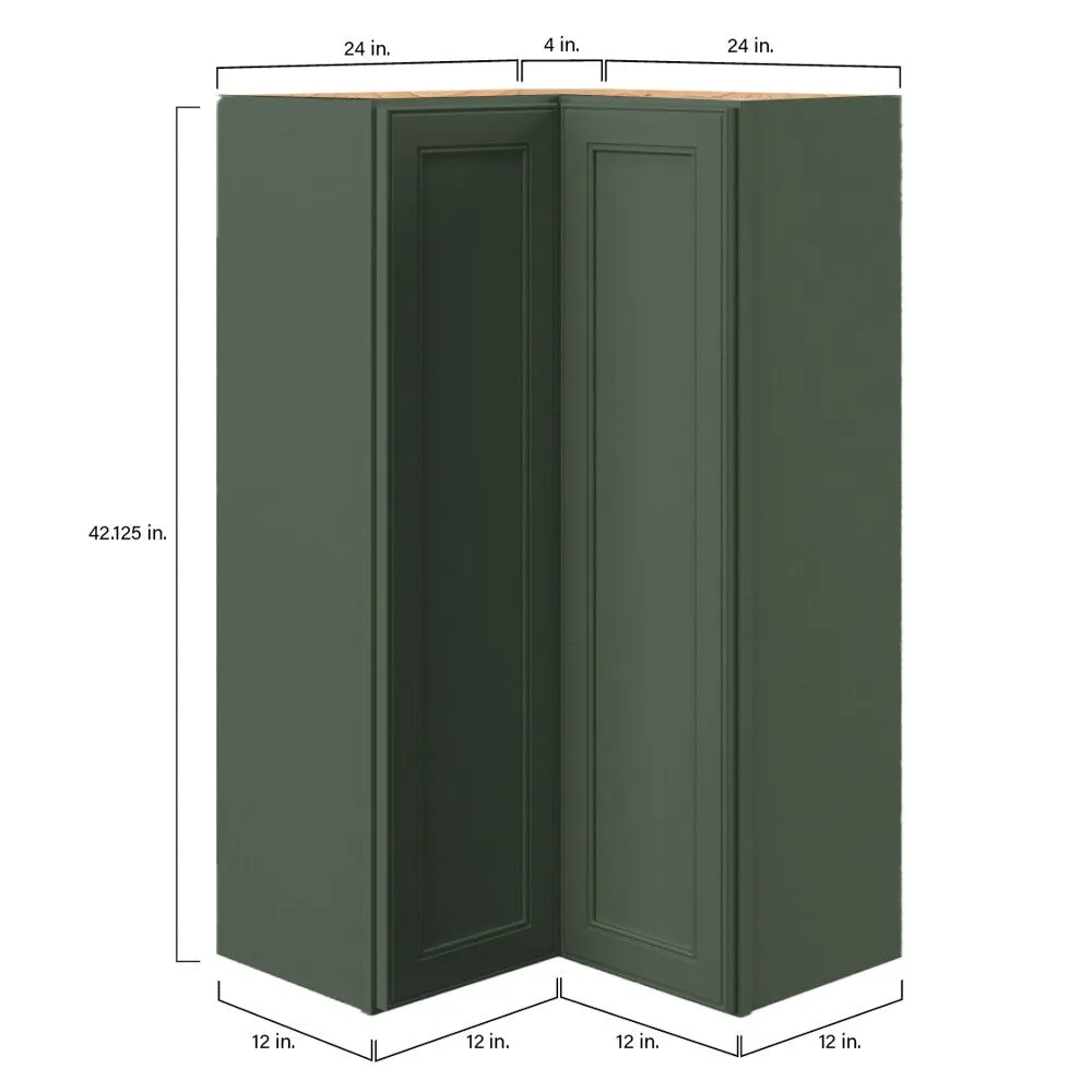 allen + roth Heathrow 24-in W x 42.125-in H x 12-in D Sage L-shaped Corner Wall Fully Assembled Cabinet (Recessed Panel Square Style), photo 9 of 13