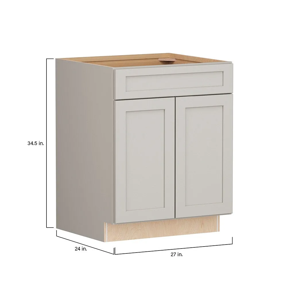 Shenandoah PRO Express Breckenridge 27-in W x 34.5-in H x 24-in D Stone Full Overlay Maple 1-Drawer Base Fully Assembled Plywood Cabinet (Recessed Panel Shaker Style), photo 7 of 14