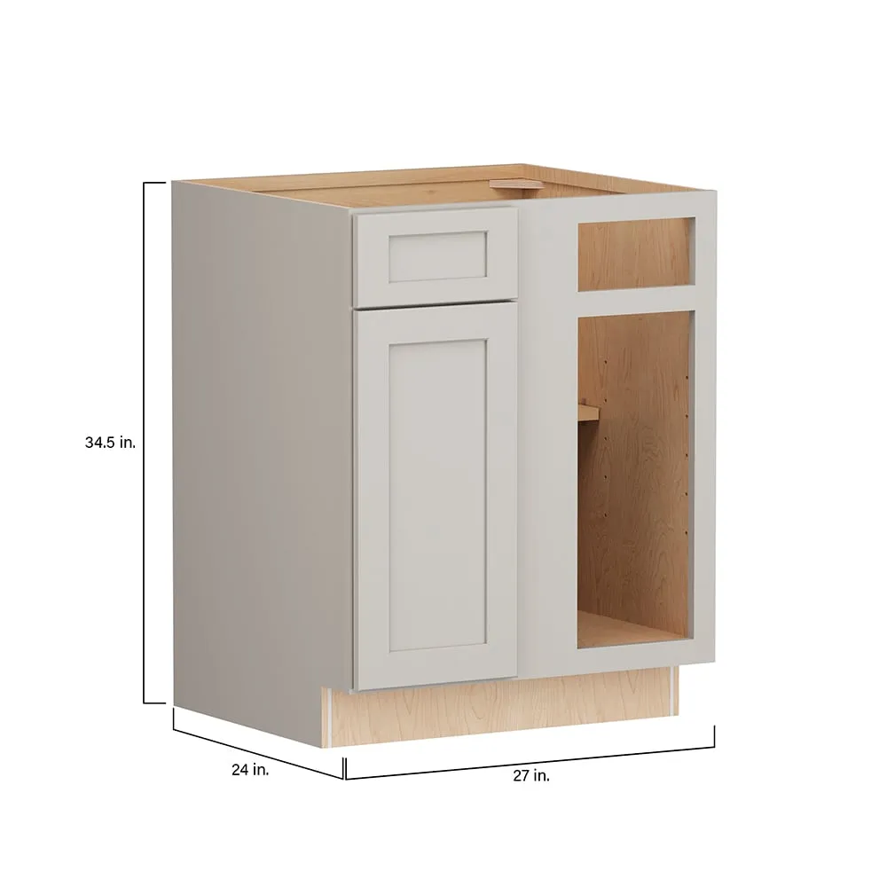 Shenandoah PRO Express Breckenridge 27-in W x 34.5-in H x 24-in D Stone Full Overlay Maple Blind 1-Drawer Corner Base Fully Assembled Plywood Cabinet (Recessed Panel Shaker Style), photo 7 of 14