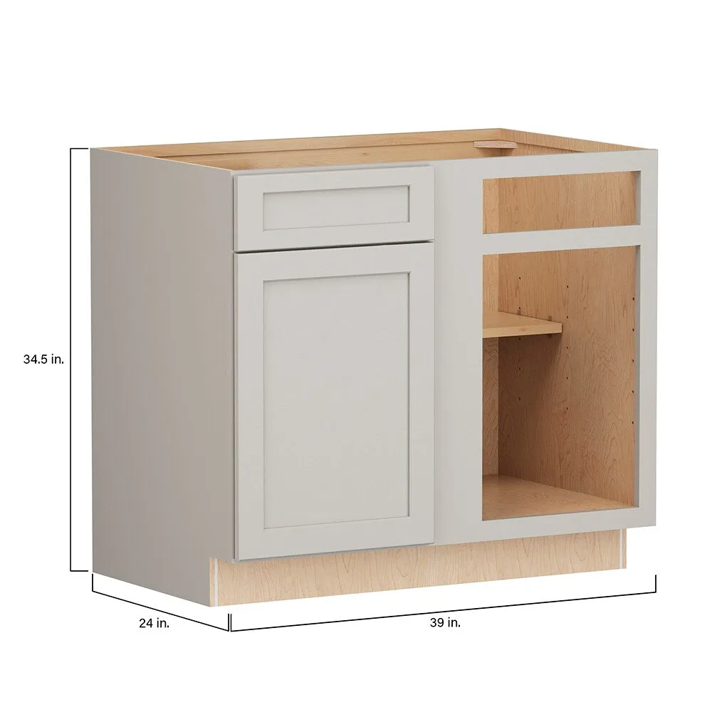 Shenandoah PRO Express Breckenridge 45-in W x 34.5-in H x 24-in D Stone Full Overlay Blind 1-Drawer Corner Base Fully Assembled Plywood Cabinet (Recessed Panel Shaker Style), photo 7 of 14