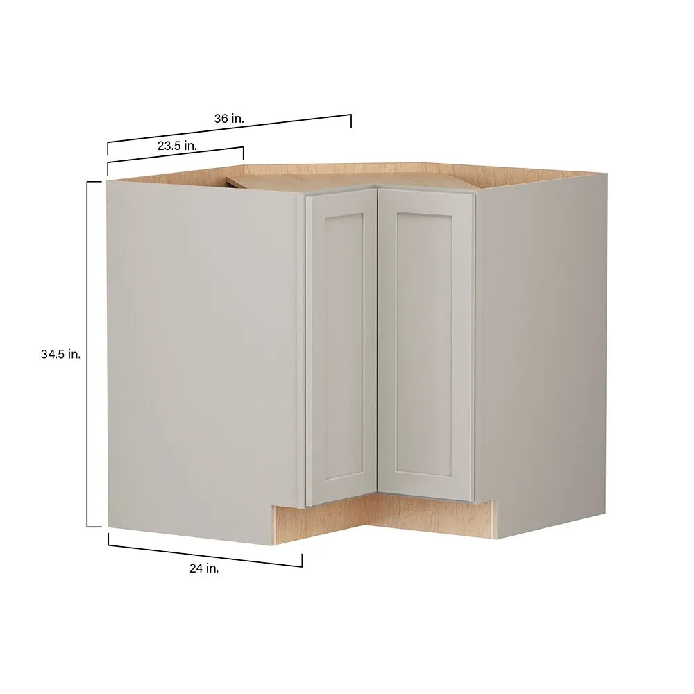 Shenandoah PRO Express Breckenridge 36-in W x 34.5-in H x 24-in D Stone Full Overlay Lazy Susan Corner Base Fully Assembled Plywood Cabinet (Recessed Panel Shaker Style), photo 7 of 14