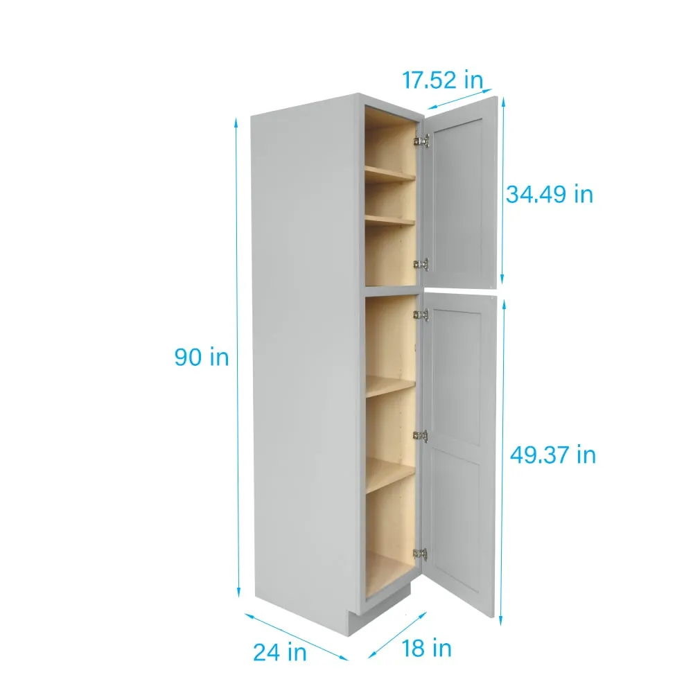 RELIABILT Overlake 18-in W x 90-in H x 24-in D Gray Pantry Ready To Assemble Plywood Cabinet (Recessed Panel Shaker Door Style), photo 8 of 21