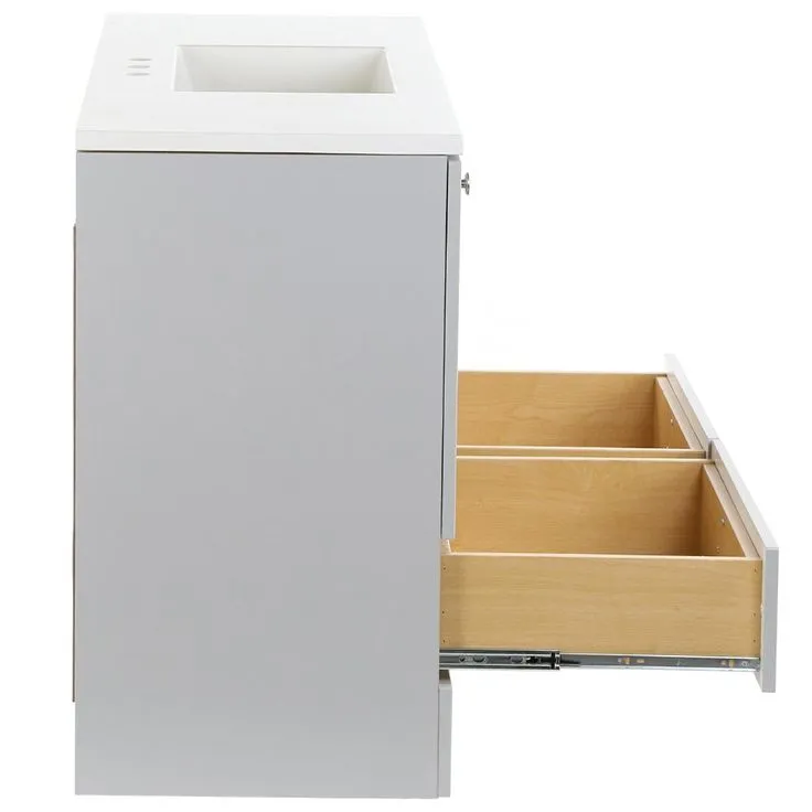 Lancaster 49 in. W x 19 in. D Bath Vanity in Pearl Gray with Cultured Marble Vanity Top in White with White Sink, photo 6 of 8
