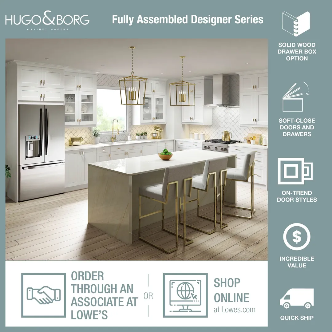 Hugo&Borg Lasalle 24-in W x 34.5-in H x 24-in D Bright White Slab 4-Drawer Base Fully Assembled Cabinet (Flat Panel Style), photo 2 of 13