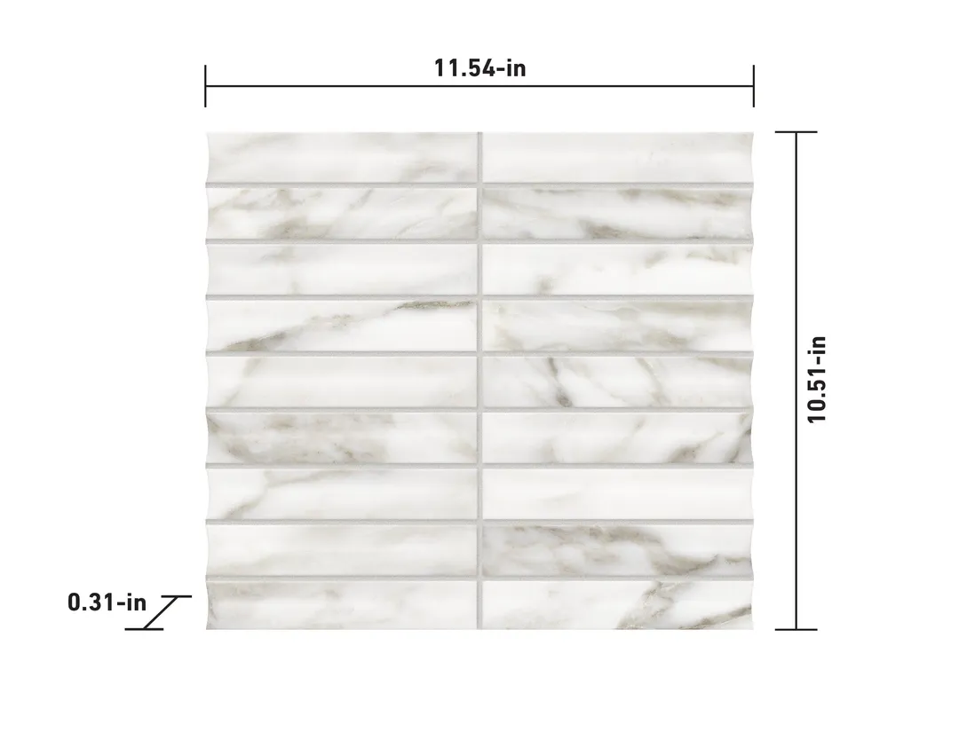 Satori Calacatta Lunar 11-in x 13-in Glazed Porcelain Marble Look Mosaic Wall Tile (0.84-sq. ft/ Piece), photo 7 of 9