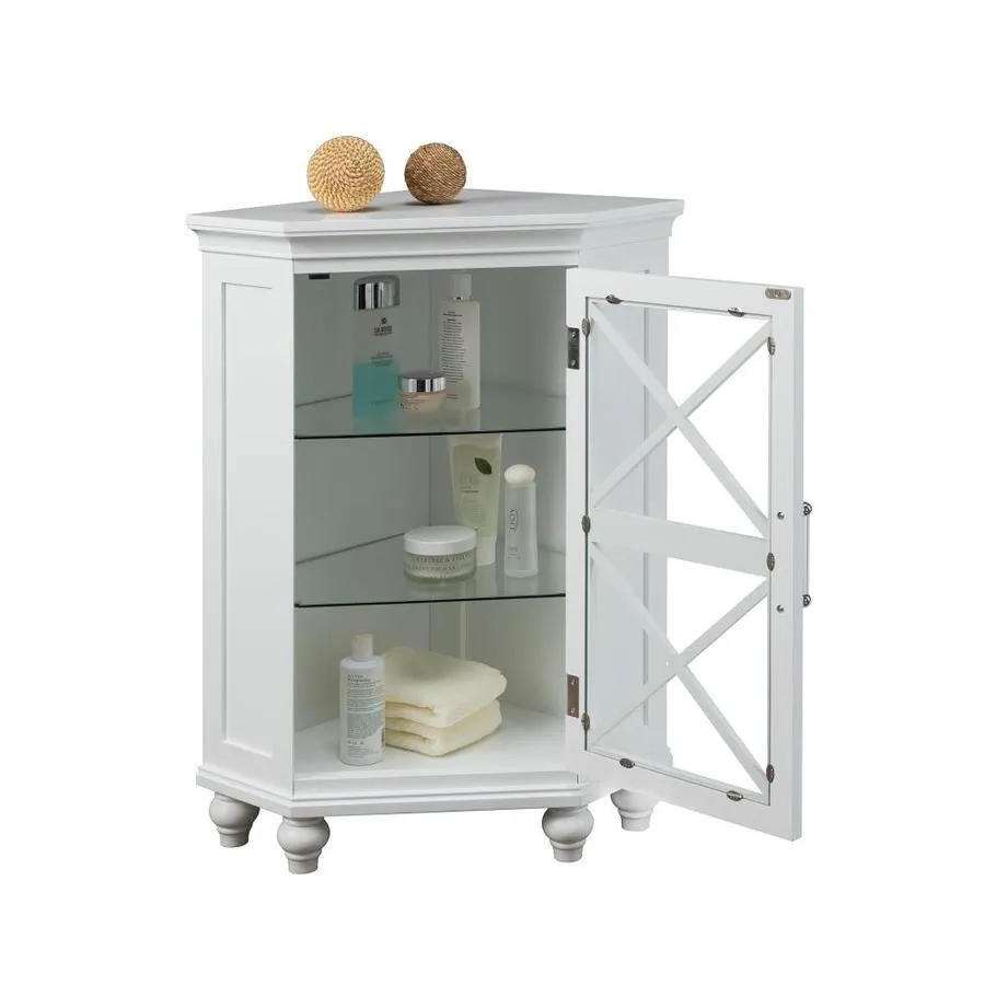 Elegant Home Fashions Blue Ridge 24.75-in W x 32-in H x 17.5-in D White Mdf Freestanding Corner Linen Cabinet, photo 3 of 5