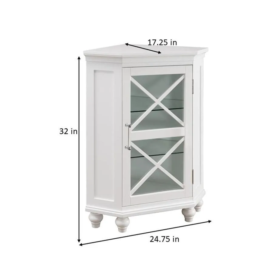 Elegant Home Fashions Blue Ridge 24.75-in W x 32-in H x 17.5-in D White Mdf Freestanding Corner Linen Cabinet, photo 4 of 5