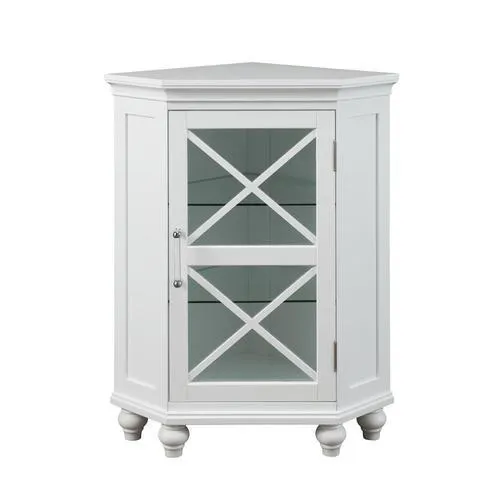 Elegant Home Fashions Blue Ridge 24.75-in W x 32-in H x 17.5-in D White Mdf Freestanding Corner Linen Cabinet, photo 5 of 5