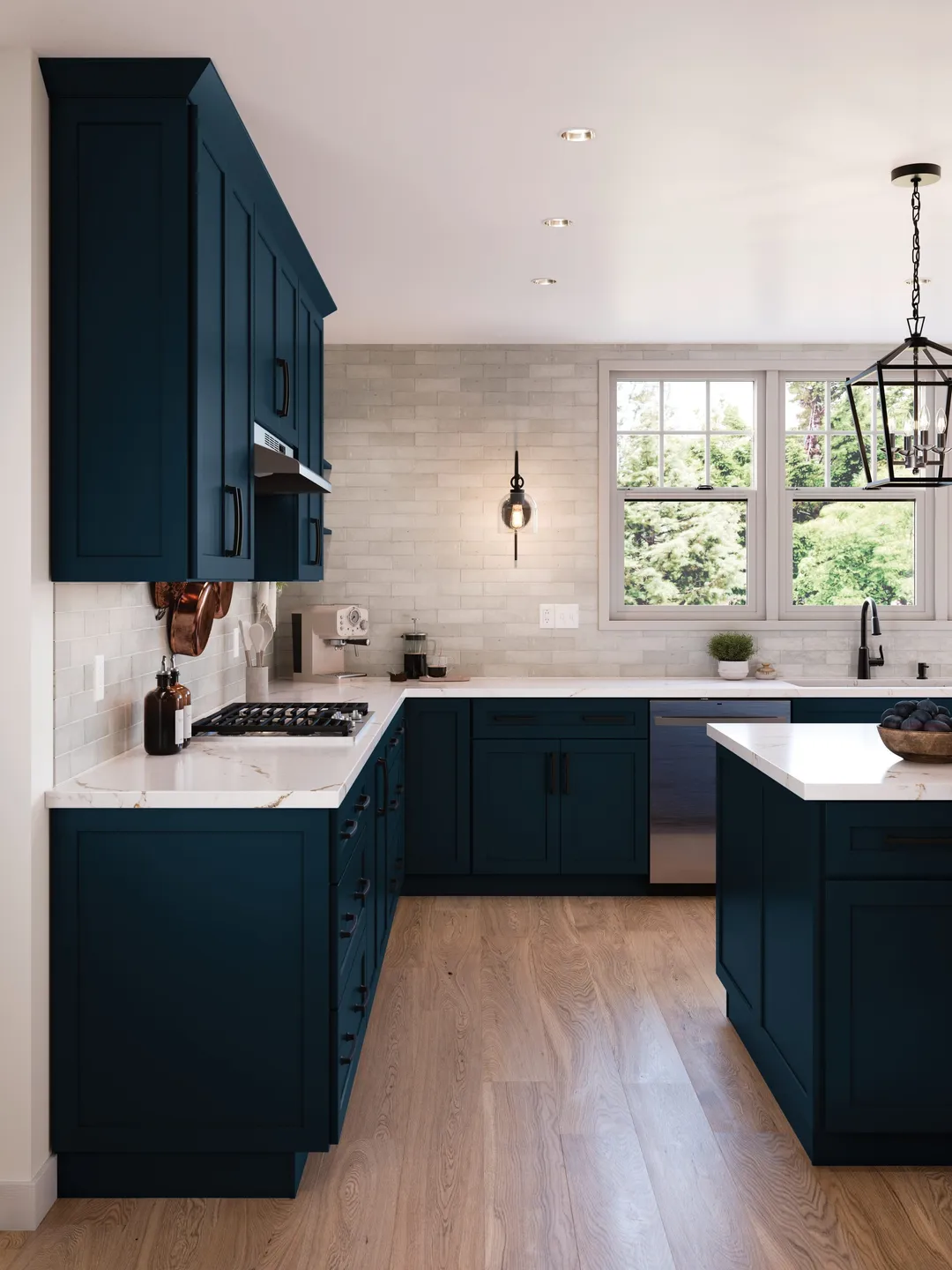 Diamond Express Jamestown 36-in W x 36-in H x 12-in D Regatta Blue L-shaped Corner Wall Fully Assembled Plywood Cabinet (Recessed Panel Shaker Style), photo 6 of 10