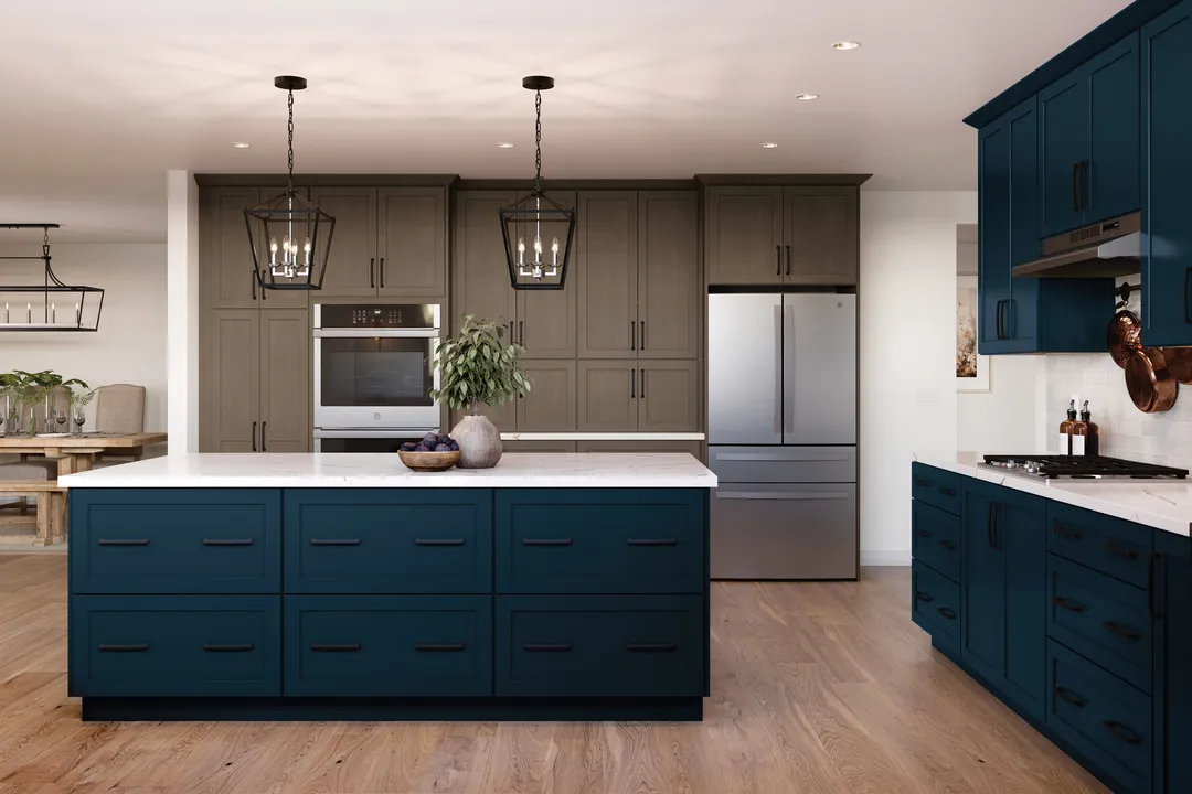 Diamond Express Jamestown 36-in W x 30-in H x 12-in D Regatta Blue L-shaped Corner Wall Fully Assembled Plywood Cabinet (Recessed Panel Shaker Style), photo 10 of 10